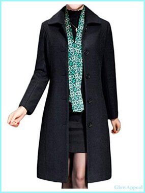 Women's Wool Trench Coat Winter Long Thick Overcoat